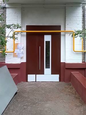 Дверь с фрамугой и отбойником в подъезд (ул. 8-я Парковая, 25)